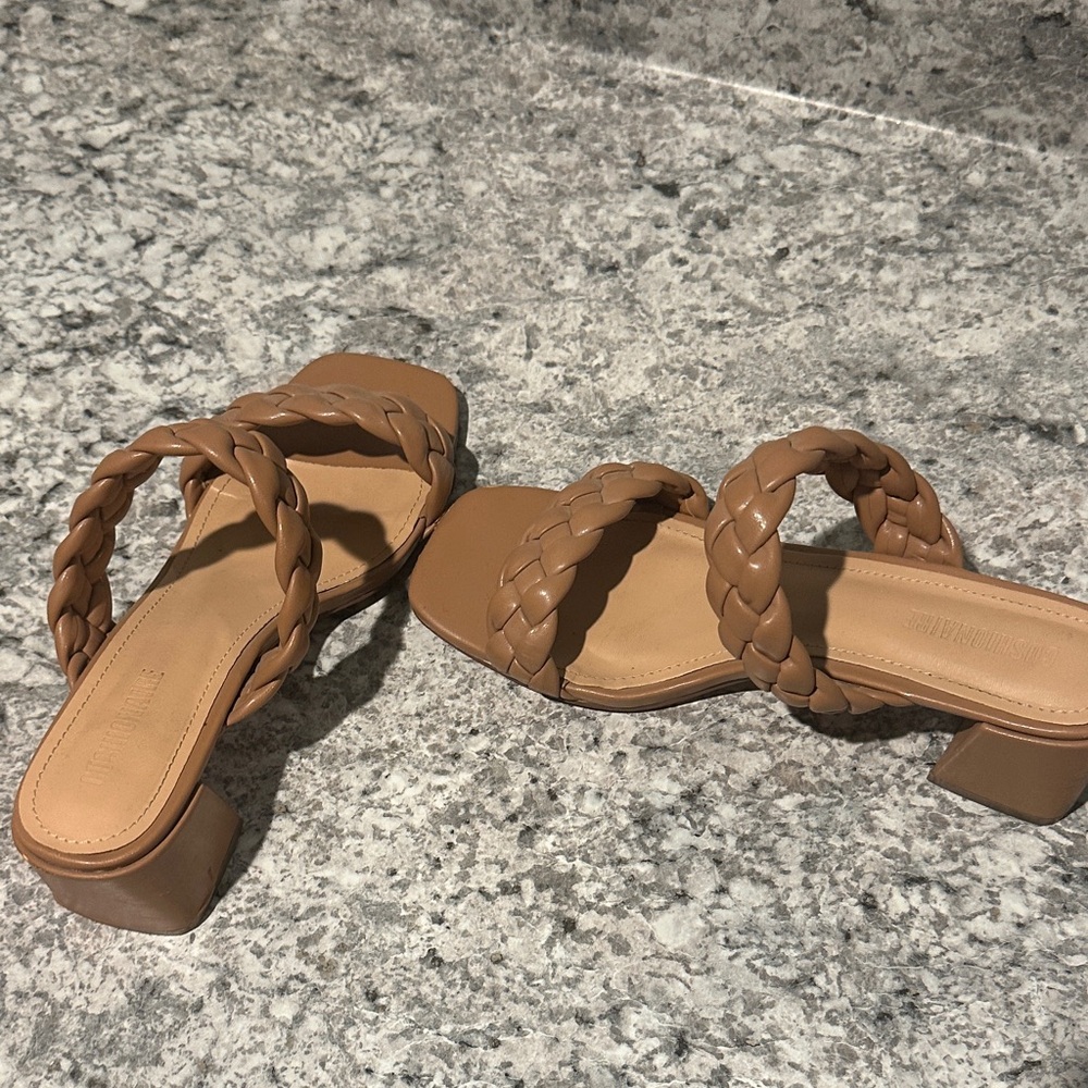 Elegant Braided Tan Heels